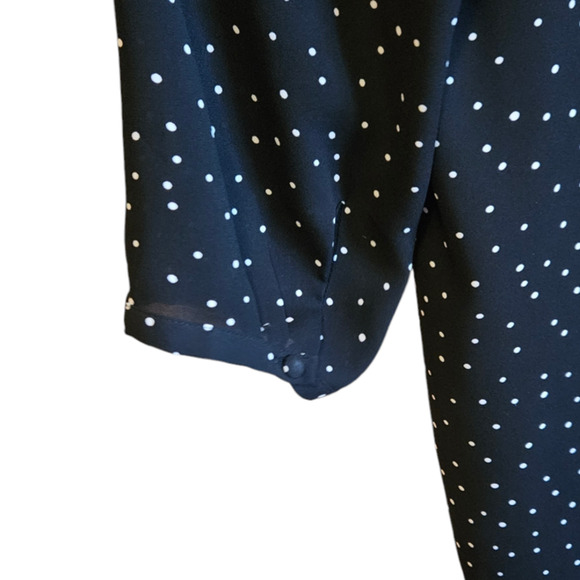 WHBM Black House White Market Polka Dot VNeck Blouse Black Women's Size 12 - Picture 9 of 9